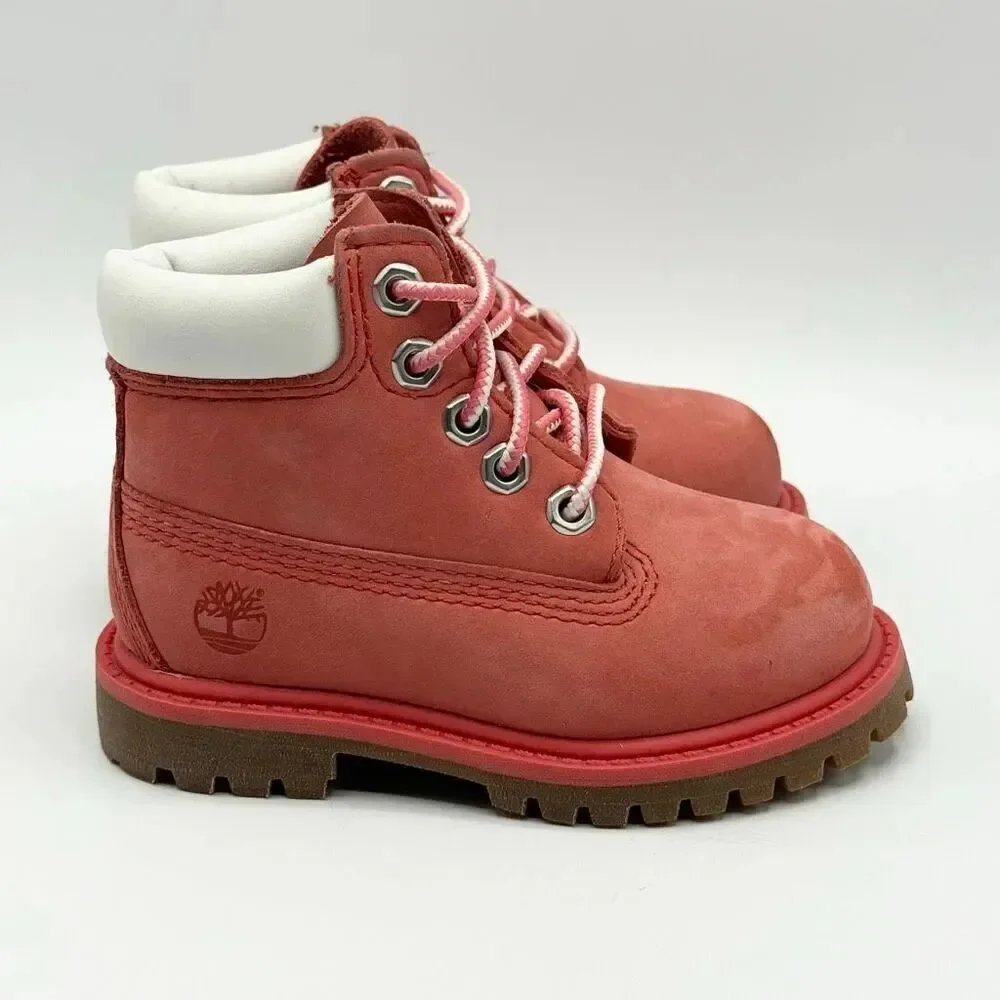 Timberland 6” Waterproof Boots with Ankle Padding in Medium Pink - US Toddler 5